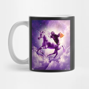 Space Sloth Riding On Flying Unicorn With Pizza Mug